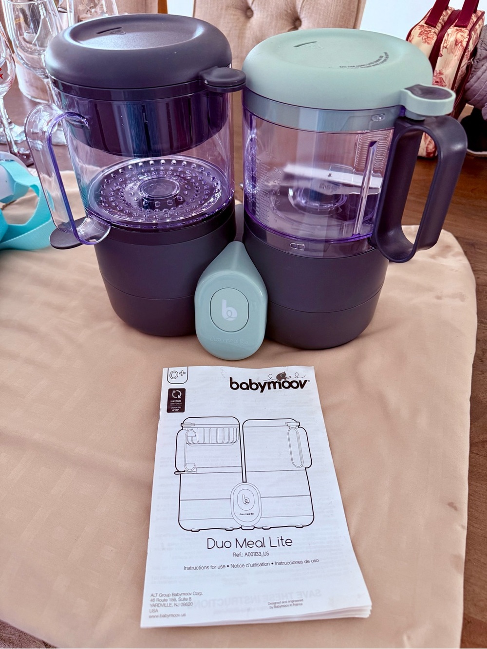 Babymoov Duo Meal Lite Baby Food Maker - Gray and Mint